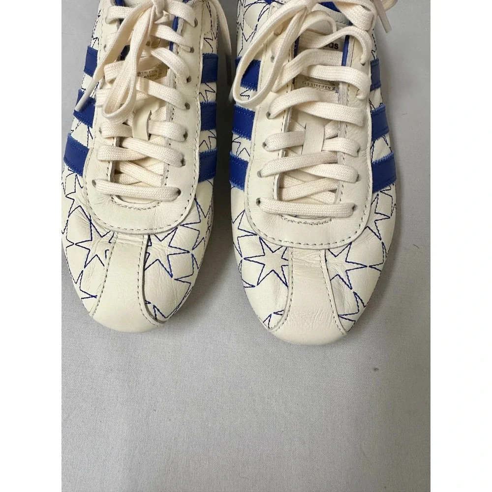 Adidas Tokyo Star Stitched Cream Blue Leather Sneakers IH6640 Womens 9.5